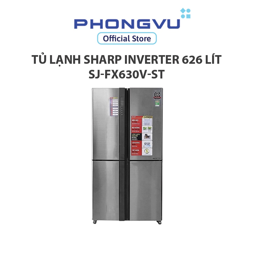 [Mã ELMALL8 giảm 7% đơn 5TR] Tủ lạnh Sharp Inverter 626 lít SJ-FX630V-ST - Bảo hành 12 tháng - Miễn phí giao hàng TP.HCM