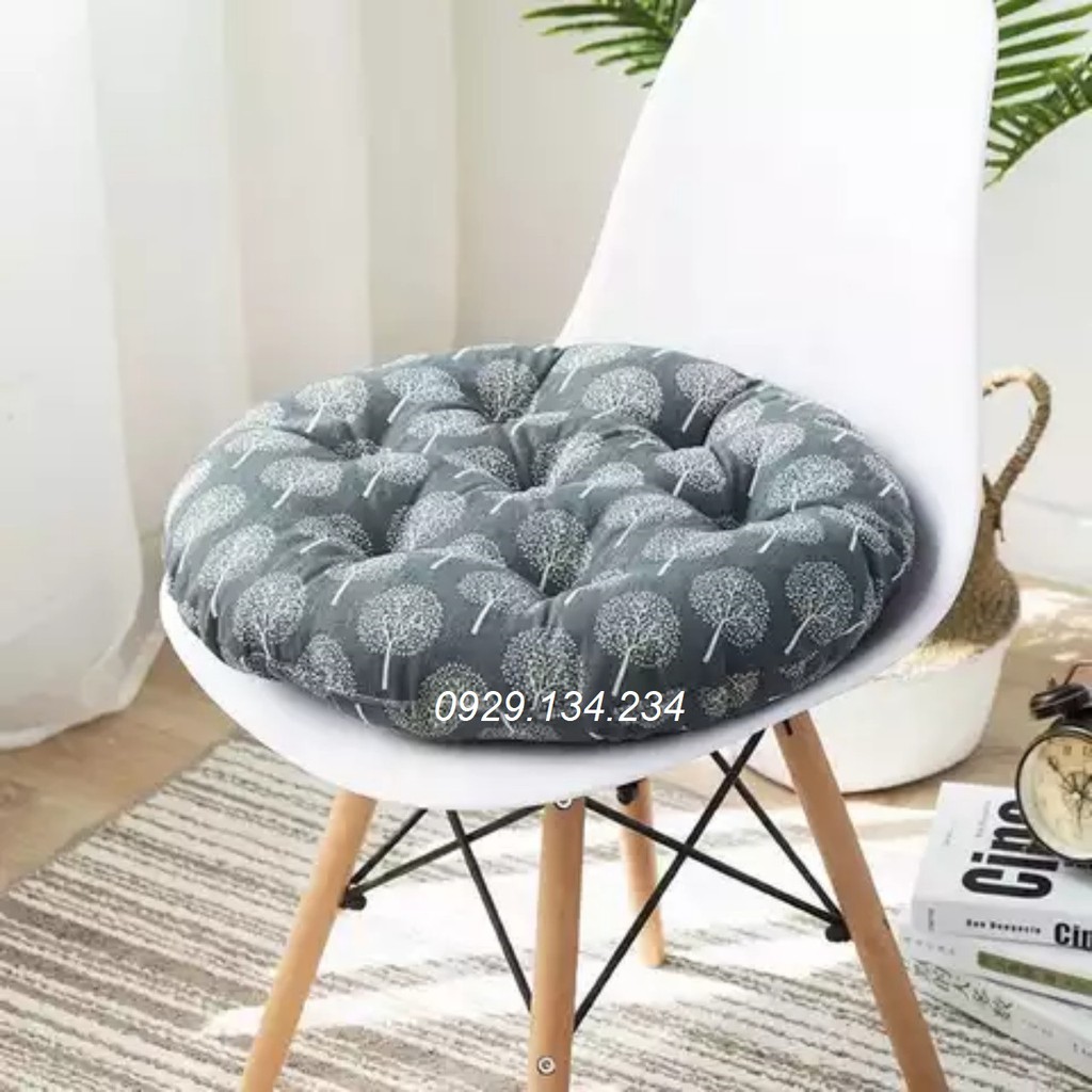 Nệm lót ghế Vintage, nệm ngồi bệt trà sữa hình tròn 40x40x7cm