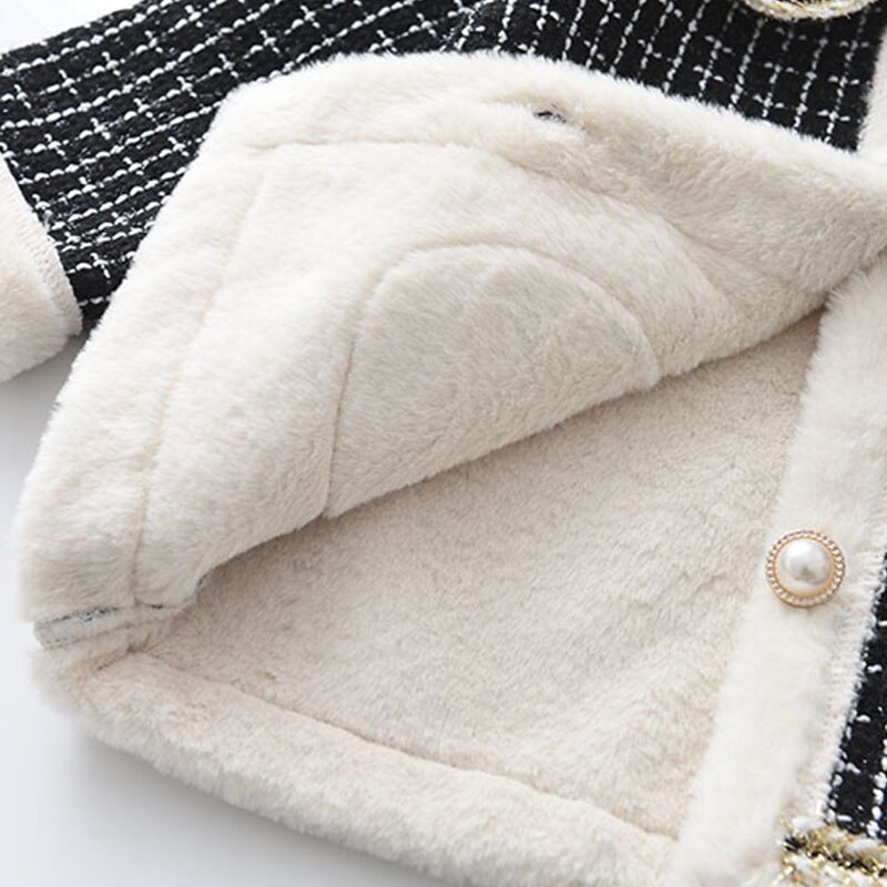 Áo khoác công chúa BEAR LEADER bằng vải tweed phối lông dày dễ thương dành cho bé gái 2-7 tuổi