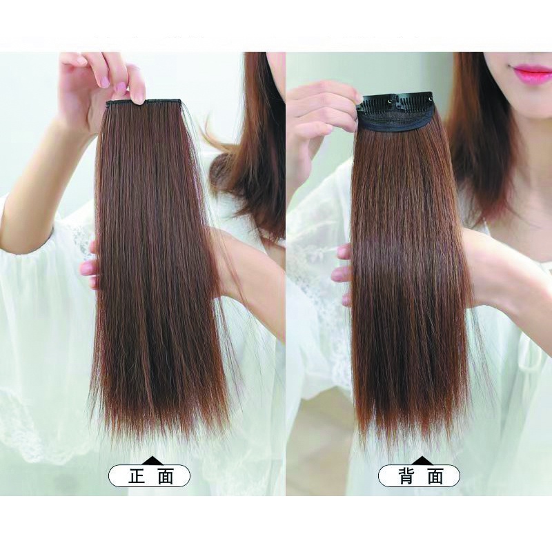 Đệm Tóc Giả Thẳng Dài Vô Hình Có Kẹp Bằng Sợi Tổng Hợp Cho Nữ