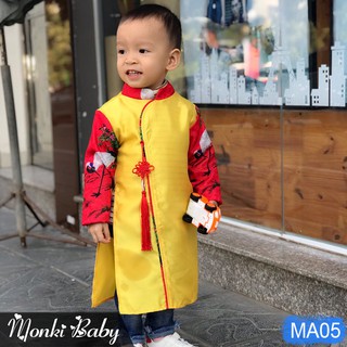 [LẺ SIZE 12-16kg] - Áo dài cách tân cho bé trai loại đẹp, chất vải tafa cao cấp rất đẹp, kèm ngọc bội sang trọng | MA05