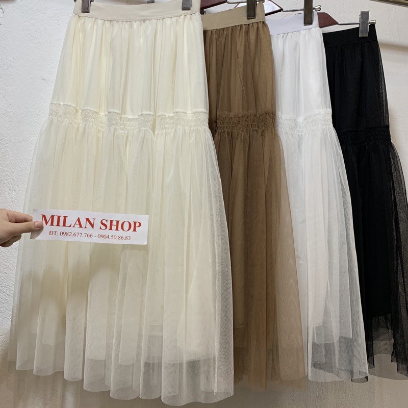 Chân váy von midi hai kiểu lót nhiều màu mix đồ quanh năm