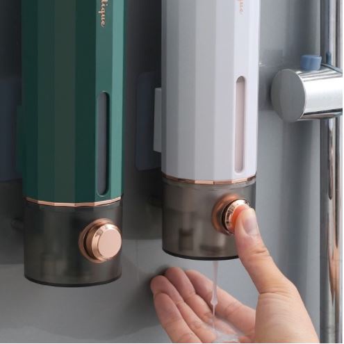 Hộp đựng sữa tắm dầu gội nước rửa tay chất liệu ABS cao cấp gắn treo tường tiện lợi - Có 2 màu Xanh và Trắng