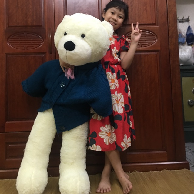 Gấu teddy áo len size 1m15