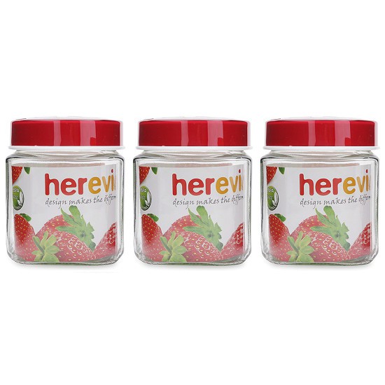 Hũ thủy tinh Herevin vuông nắp Décor 1L - 137010