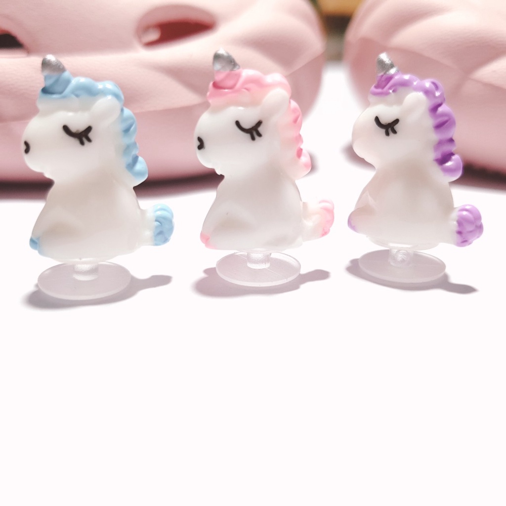 Nút gắn hkdesign/ phụ kiện trang trí gắn dép có lỗ, dép duet mẫu unicorn 4D loại cứng