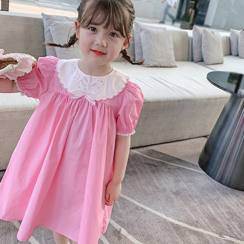 Đầm cổ búp bê tay phồng thời trang Hàn Quốc cho bé