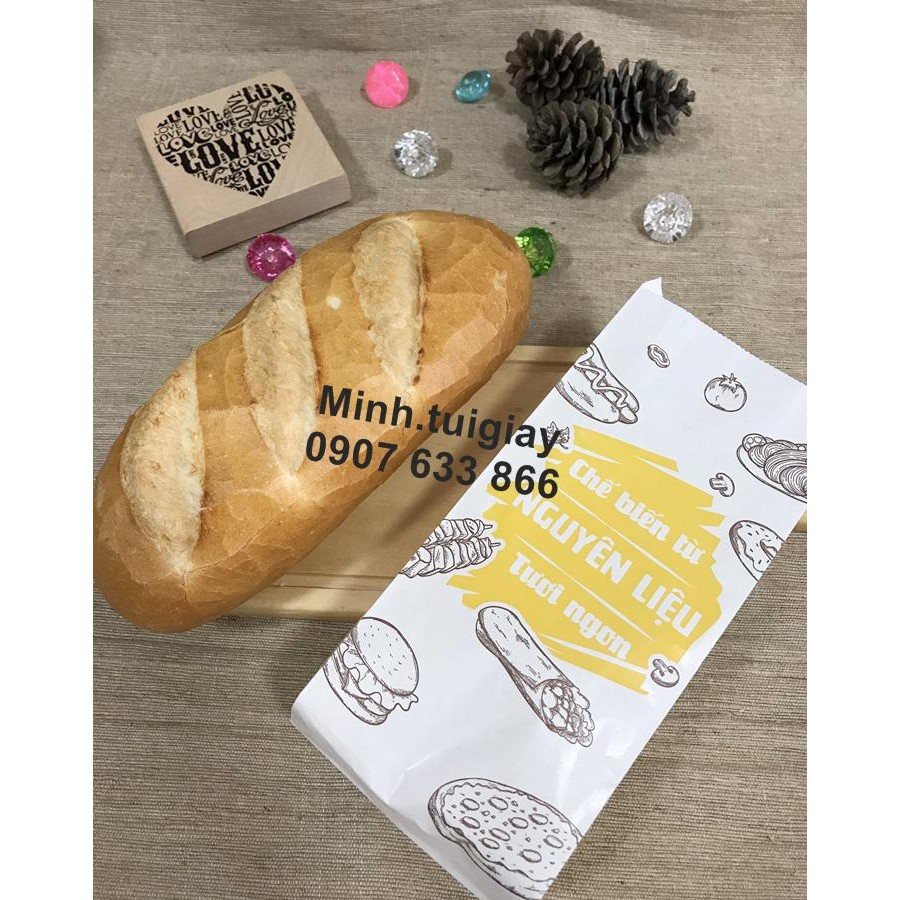 100c túi giấy bánh mì màu vàng