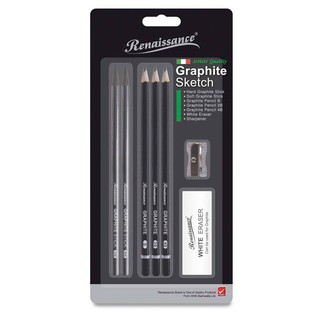 Bộ Bút Chì Gỗ Renaissance Graphite Sketch B, 2B, 4B Kèm Chuốt