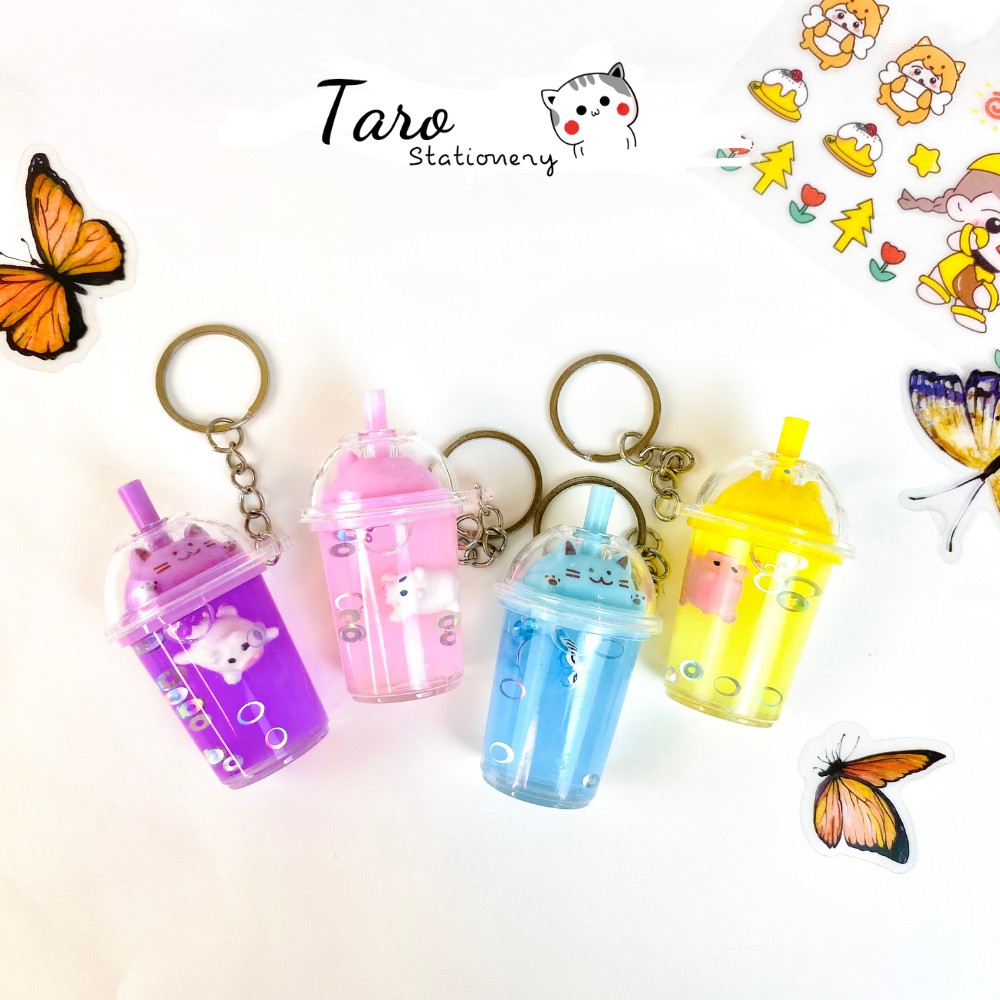 Móc khoá nước hình ly trà sữa tạo hình dễ thương Taro Stationery