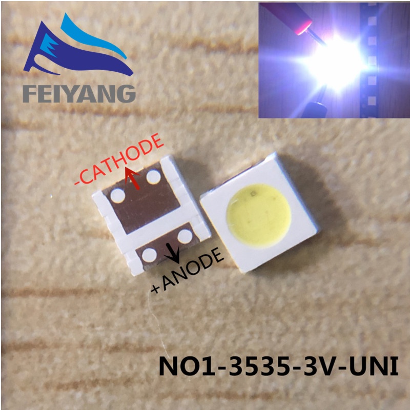 Set 50 / 100 Đèn LED Diodes 2W 6V / 1W 3V 3535 SMD Ánh Sáng Trắng Dùng Để Trang Trí TV