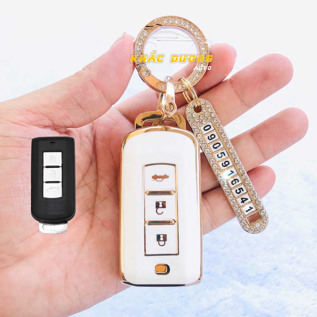 Ốp chìa khoá MITSUBISHI XPANDER OUTLANDER ATTRAGE MIRAGE TPU đính đá nhân tạo sang trọng