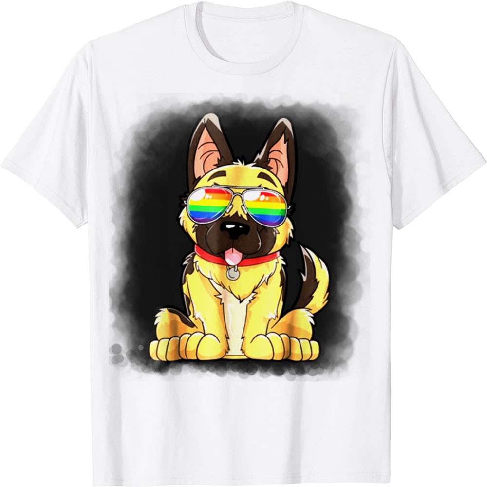 Áo Thun In Hình - Đức chăn cừu Gay Pride Flag Kính râm Xu hướng Lgbt - TH3568