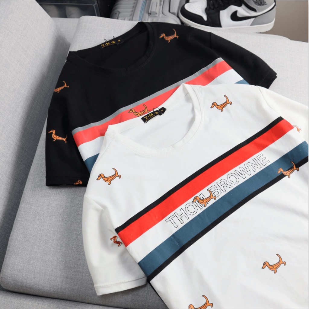 FREE SHIP Mẫu HOt Áo Thun Nam Polo Cổ Tròn THOMBROWGN Chú CÚn Lưng Dài SIêu HOt CB