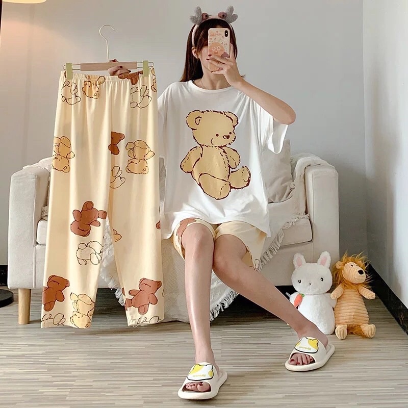 Set Đồ Mặc Nhà 3 Món Nhiều Hình Dễ Thương Chất Cotton Cực Mát FREESHIP50K beechanstore