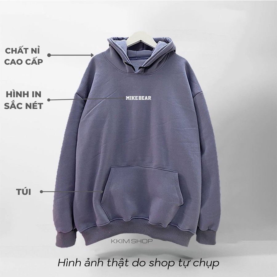 Áo Nỉ HOODIE MIKENCO Mikebear, Áo hoodie XANH LÁ unisex nam nữ form rộng oversize chất liệu Nỉ bông cao cấp KKIM SHOP