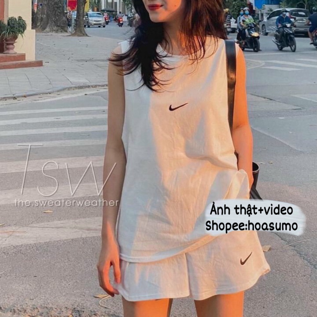 [Thời Trang Nữ Teen] Set 2 chi tiết áo tank top có quây kèm quần