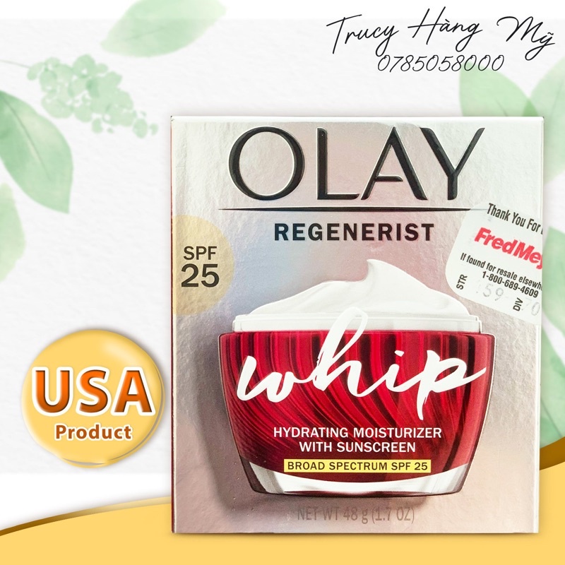 Kem Olay Đỏ Whip Chống Lão Hoá Regenerist Whip SPF25-Kem Olay Mỹ - Kem Olay Do Whip - Olay Regenerist Whip UV 50 g