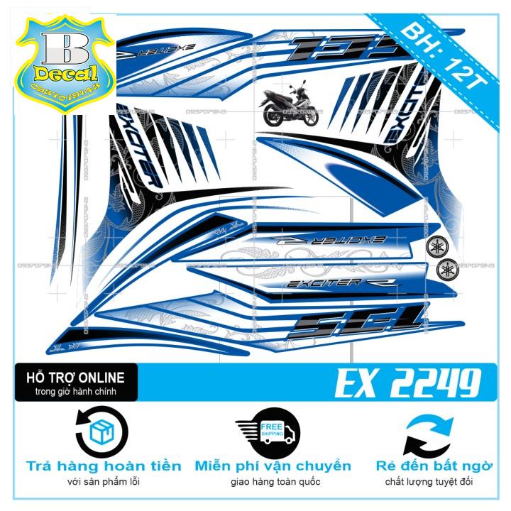 ( Quí khách vui lòng mang ra tiệm cho thợ dán ) Tem EX 2011 HOA VĂN TRẮNG XANH GP [Bi Decal]