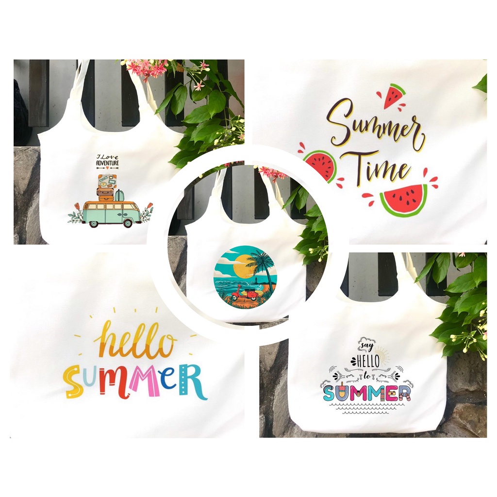 TOTE CANVAS SUMMER FORM TRÒN TÚI VẢI ĐEO VAI BAG NÚT BẤM SIZE LỚN AOMIVN DU LỊCH DẠO PHỐ CÁ TÍNH