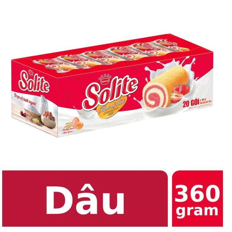 Hộp 20 Bánh Bông Lan cuộn Solite Dâu 360g x 20 gói 18g | Shopee Việt Nam