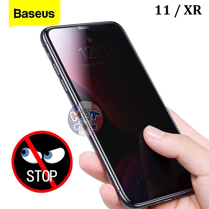 Kính cường lực chống nhìn trộm Baseus Privacy IP 11 / XR có lưới loa chống bụi