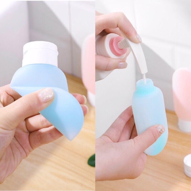 Chai chiết mĩ phẩm 💥FREESHIP💥 Lọ chiết dầu gội, sữa tắm nhựa 60ml - chai chiết nắp nhấn du lịch tiện dụng