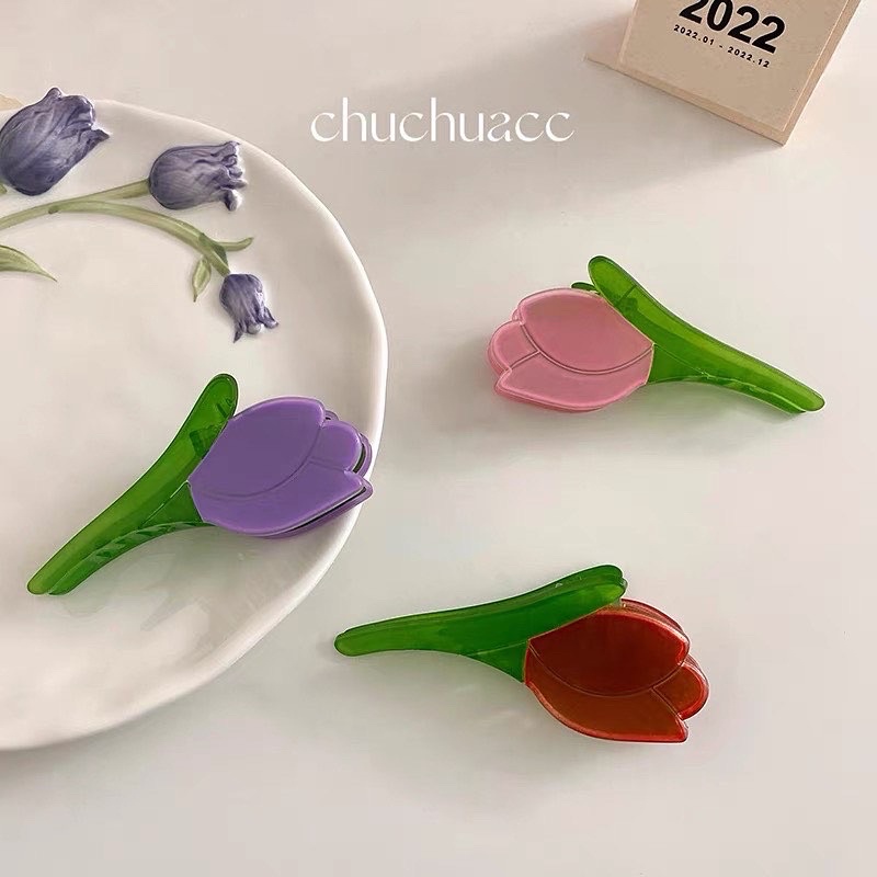 Kẹp tóc gắp bông hoa tulip Hàn Quốc