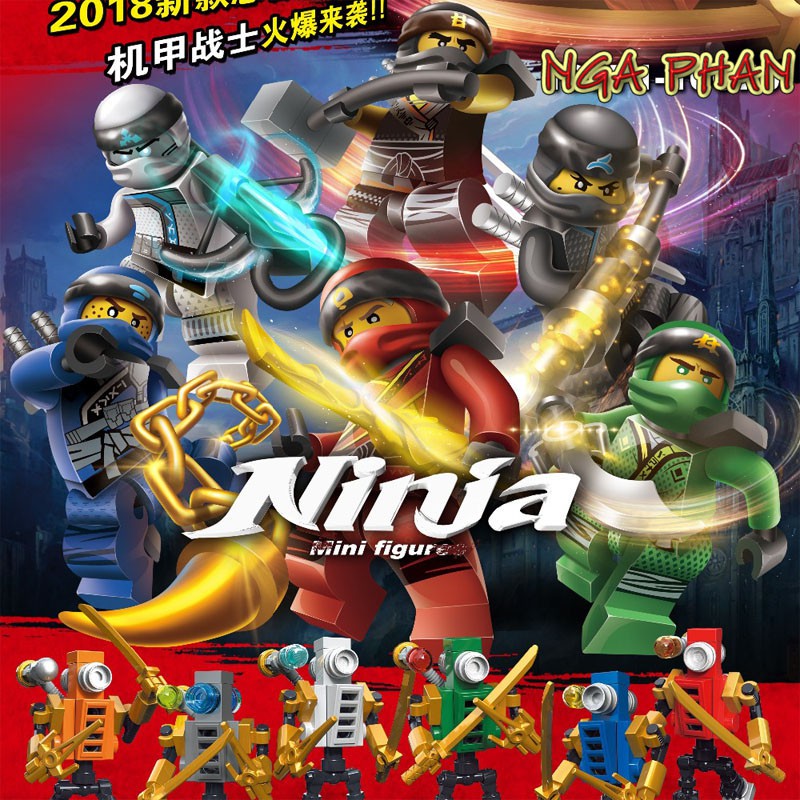 Bộ 6 Ninja Đại Chiến Robot Ninjago Lego Decool Đồ Chơi Xếp Hình Lắp Ráp