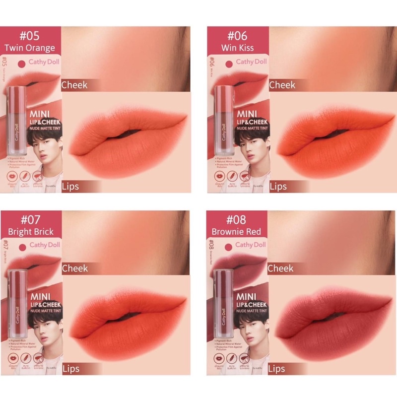 Son Kem Má Hồng 2in1 Cathy Doll Mini Lip & Cheek Nude Matte Tint Win Metawin