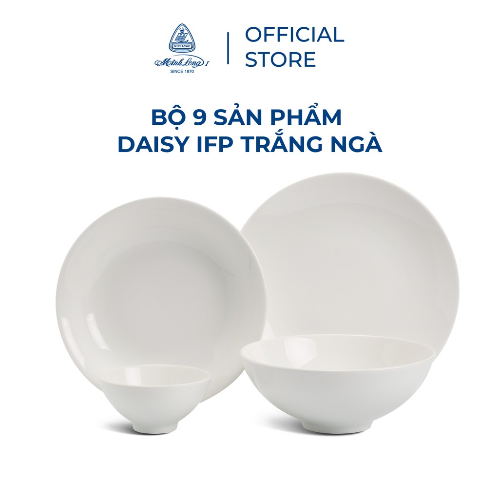 Bộ chén dĩa Minh Long 9 sản phẩm Daisy IFP Trắng ngà