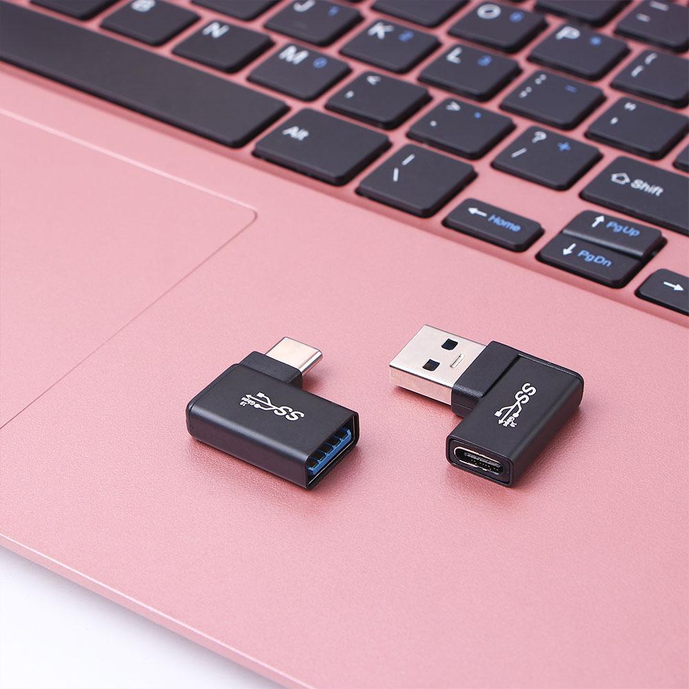 Đầu Chuyển Đổi USB 3.0 Sang Type C OTG 10Gbps 90 Độ 10Gbps Bằng Nhôm