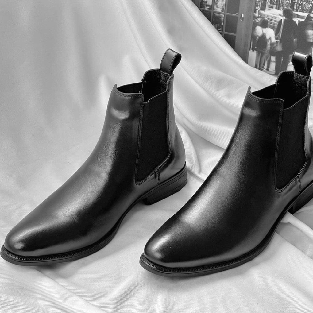 KT Giày Chelsea Boots Nam da bò đế cao su đúc - Boots cho nam dễ phối đồ tăng chiều cao, giày cao cổ nam da bò