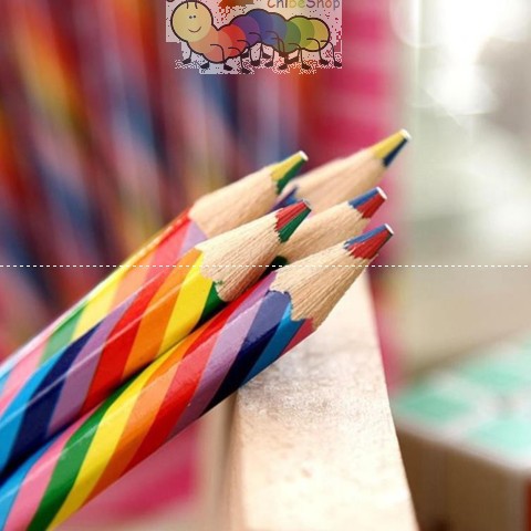 Bút chì vẽ 6 cạnh màu cầu vồng