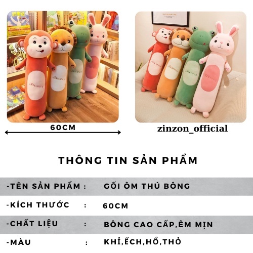 [Mã LIFE20KALL giảm 10% đơn 50K] Gấu bông gối ôm thú nhồi bông êm mịn dễ thương cao cấp ZinZon