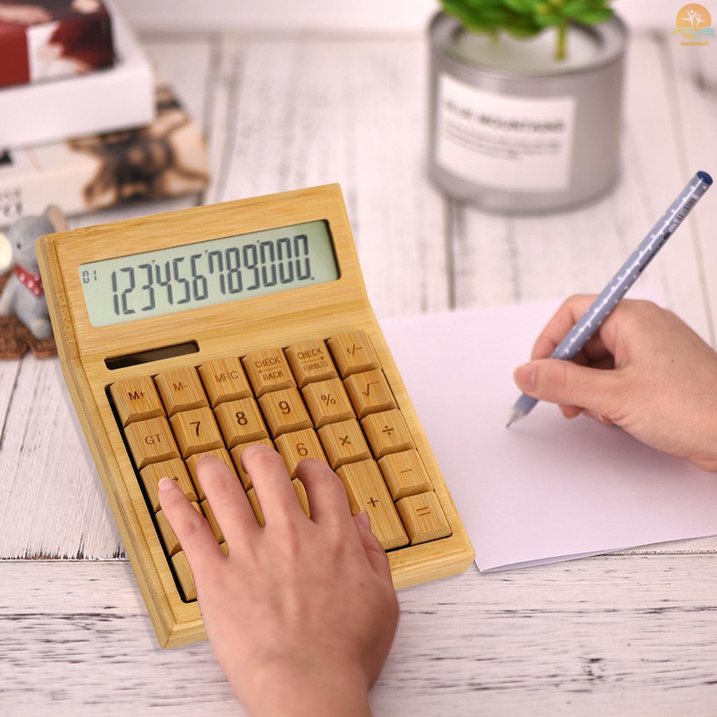 Máy Tính Bảng Bằng Gỗ Tre 12 Chữ Số Đa Năng Tiện Dụng