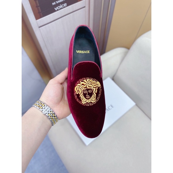 Giày tây lười nam da thật cao cấp lớp ngoài nhung sang trọng thương hiệu Versace cao cấp