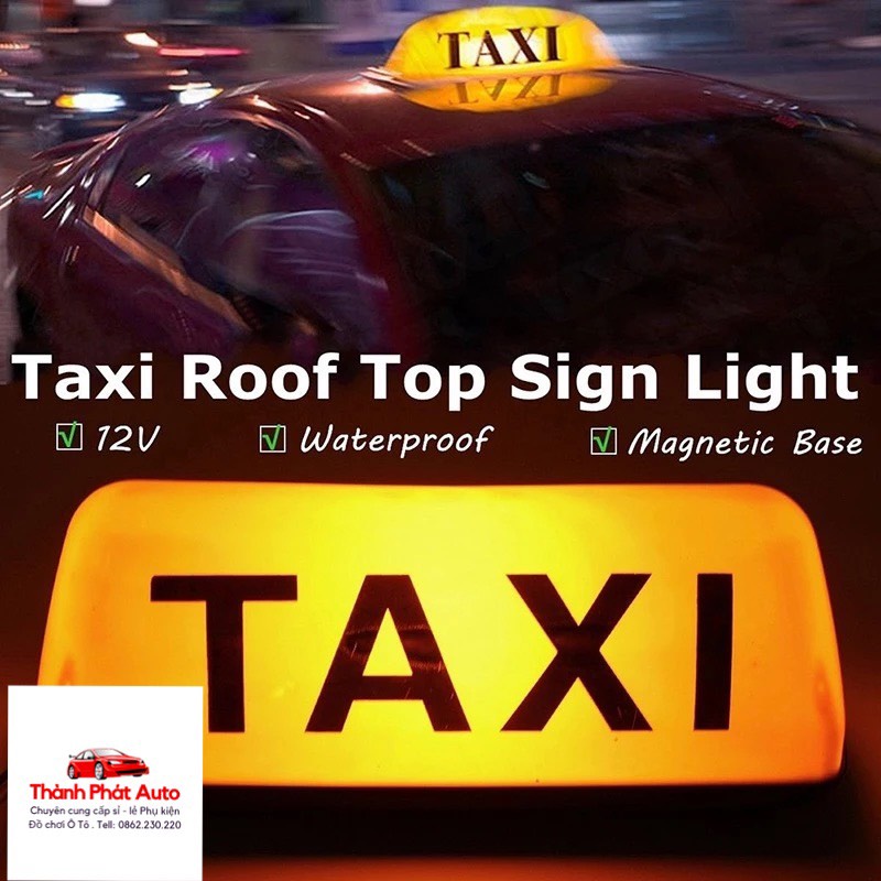 Mào TAXI hút nam châm có đèn LED gắn nóc ô tô, 28cm