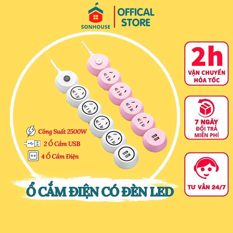 Ổ Cắm Điện, Ổ Điện Thông Minh Đa Năng Chống Giật, Chịu Tải 2500W, Tích Hợp Cổng Cắm USB Sạc (CON SÂU VERSION 5) SONHOUSE