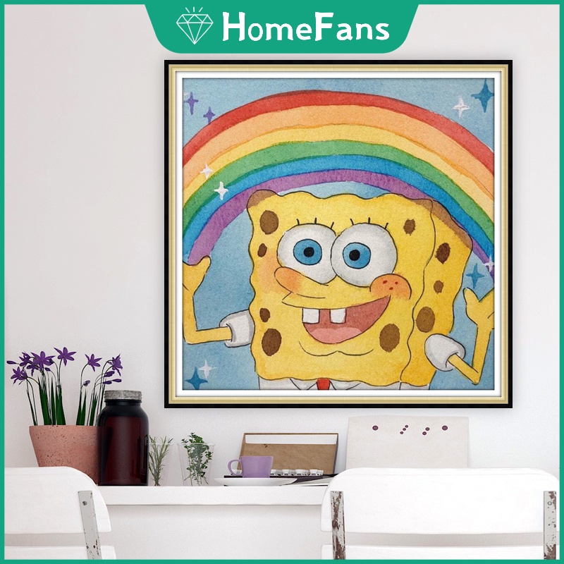 Bộ Tranh Đính Đá 5D Tự Làm 30x30cm / 40x40cm / 50x50cm Hình SpongeBob
