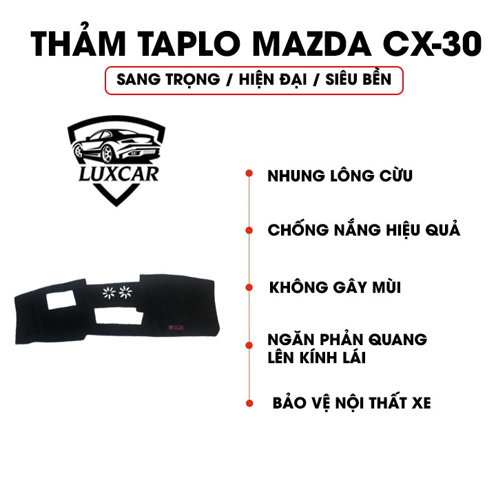 Thảm Taplo Nhung Lông Cừu LUXCAR Xe MAZDA CX-30 - Đế cao su chống trượt