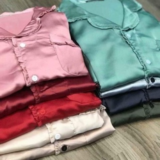 Bộ lụa satin viền beo