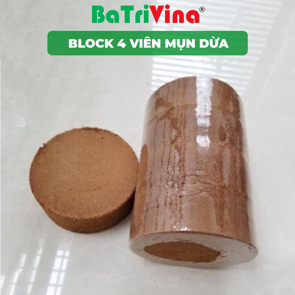 Block 4 viên Mụn Dừa nguyên chất trồng cây, rau mầm (Mỗi viên cho 5 dm3 khối giả thể - khoảng 3 đến 5 kg)