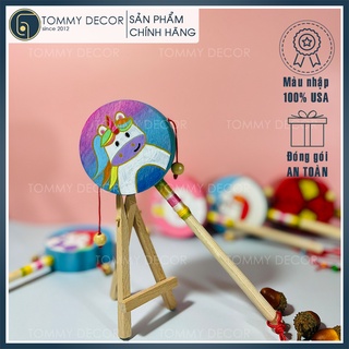 Đồ chơi trống lắc, lục lạc bằng gỗ Chú ngựa Unicorn