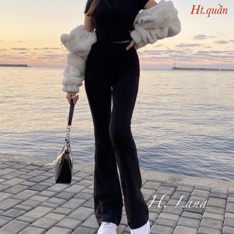 Quần ống loe cạp cao 2 cúc chất Tuyết Mưa cao cấp dáng dài, quần vải ống rộng siêu hách dáng tôn vòng 3 siêu xinh