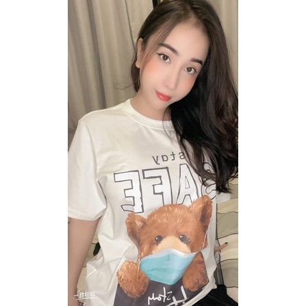 Áo tay lỡ gấu đeo khẩu trang TC6