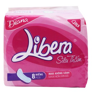 Combo 6 gói bvs Diana Libera mỏng/ dày không cánh, gói 8 miếng