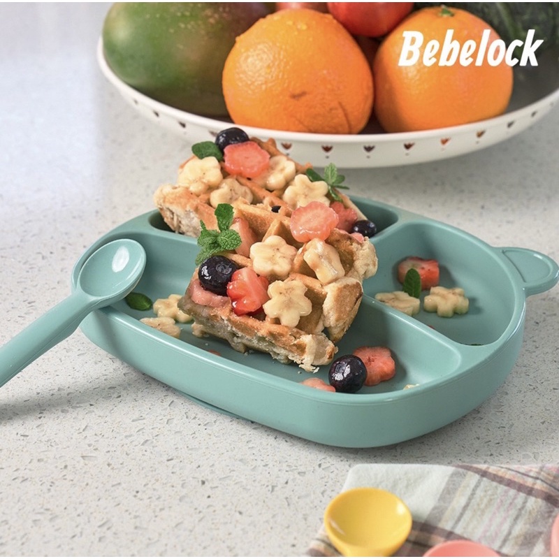 Khay ăn dặm silicone chống đổ Bebelock Hàn Quốc được tặng kèm thìa silicone