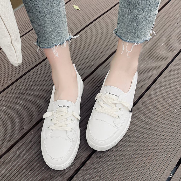 Giày Slip On Nữ Mũi Tròn Dây Rút Da Mềm - GS001