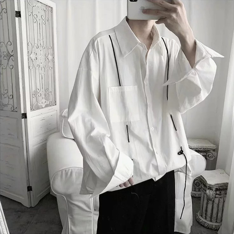 Áo sơ mi tay dài màu trơn thời trang thịnh hành cho nam